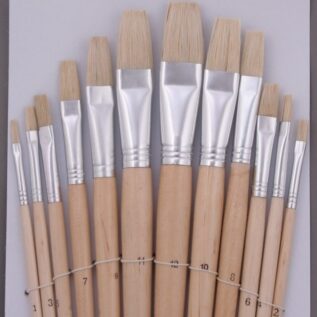 pędzle szczecina płaskie 12 szt. kpl